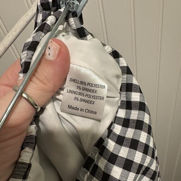 Emerson Lang Gingham Midi Skirt Bubble Hem Size XL - Picture 6 of 7